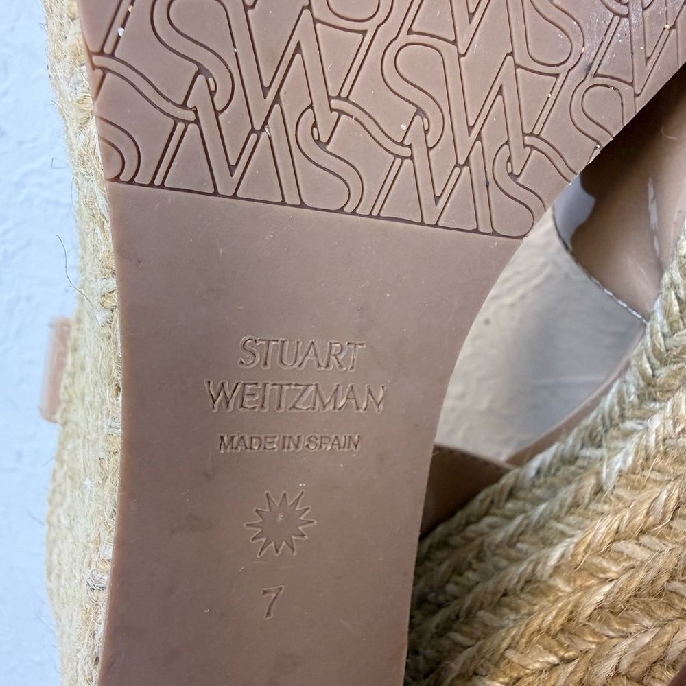 Stuart Weitzman Rosemarie Patent Leather Wedge Espadrille Sandals Size 7 - Picture 9 of 9